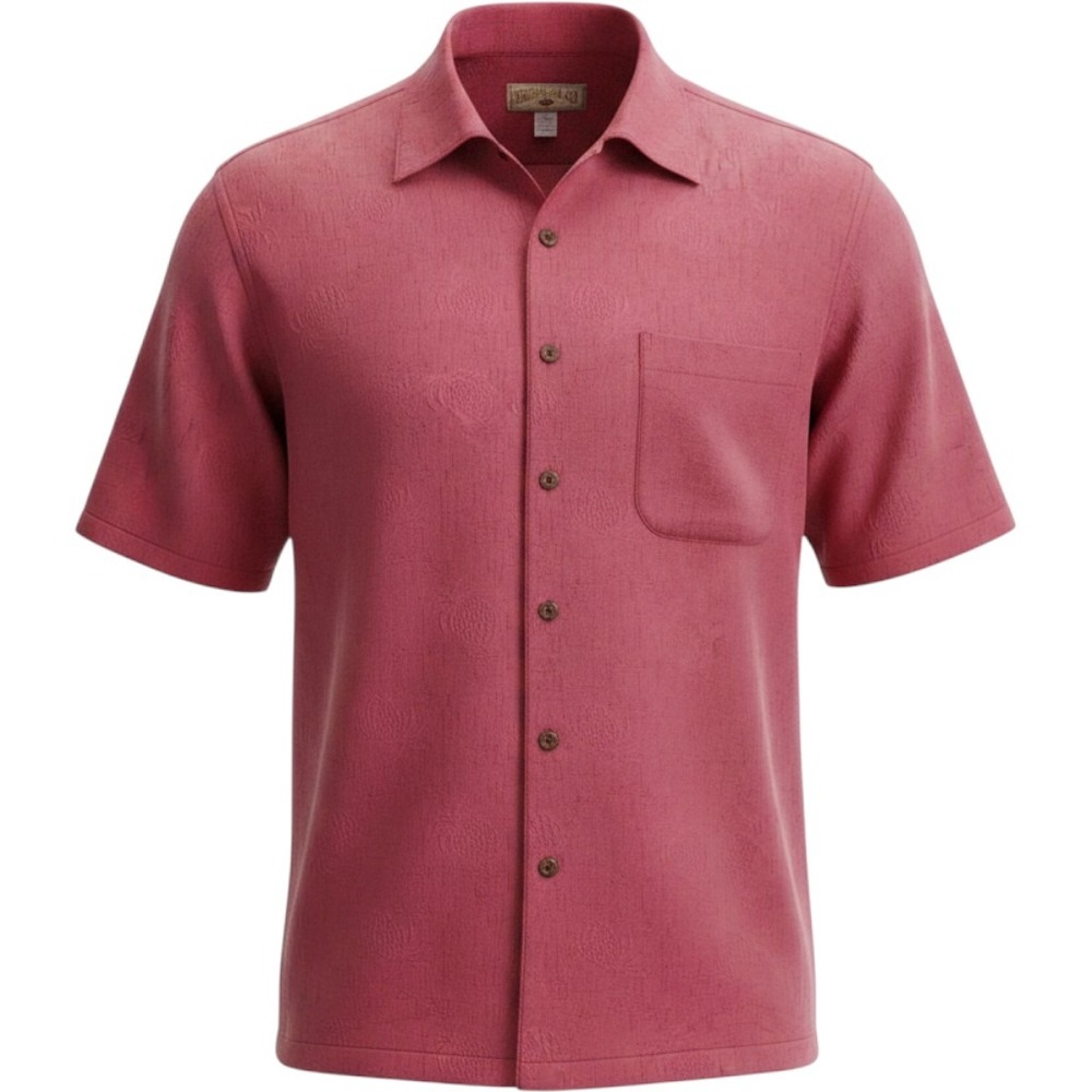 CARIBBEAN JOE Hawaiian Shirt Mens‎ XXL Pink Embossed Pineapple Button Down